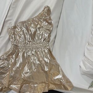 Metallic One-Shoulder Dress
